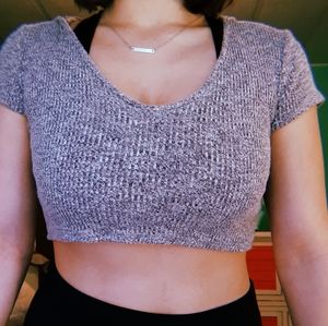 Heather grey crop top hoodie